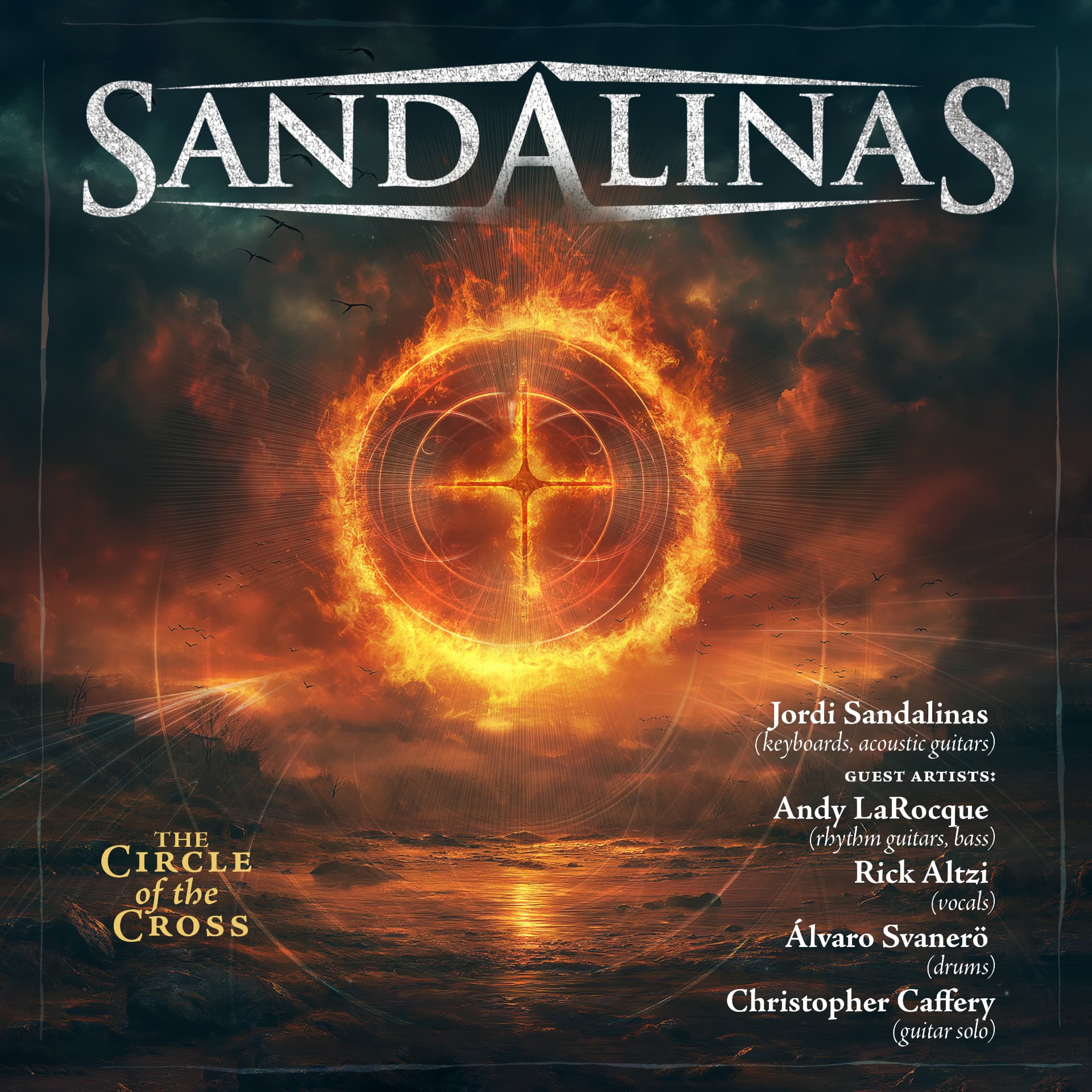 The Circle of the Cross cover artwork — a burning ring around a golden cross
